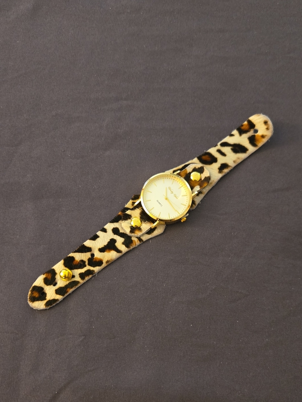 Gold Dial Cslf Leather Women's Strap Watch